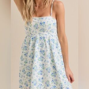 Altar'd State Blue and Green Floral Mini Dress